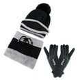 thumbnail image 2 of ZOELNIC 4PCS Women Beanie Hat Pom Scarf Mask Knitted Touch Screen Gloves Set Winter Warm Outdoor Hat, Black, 2 of 5