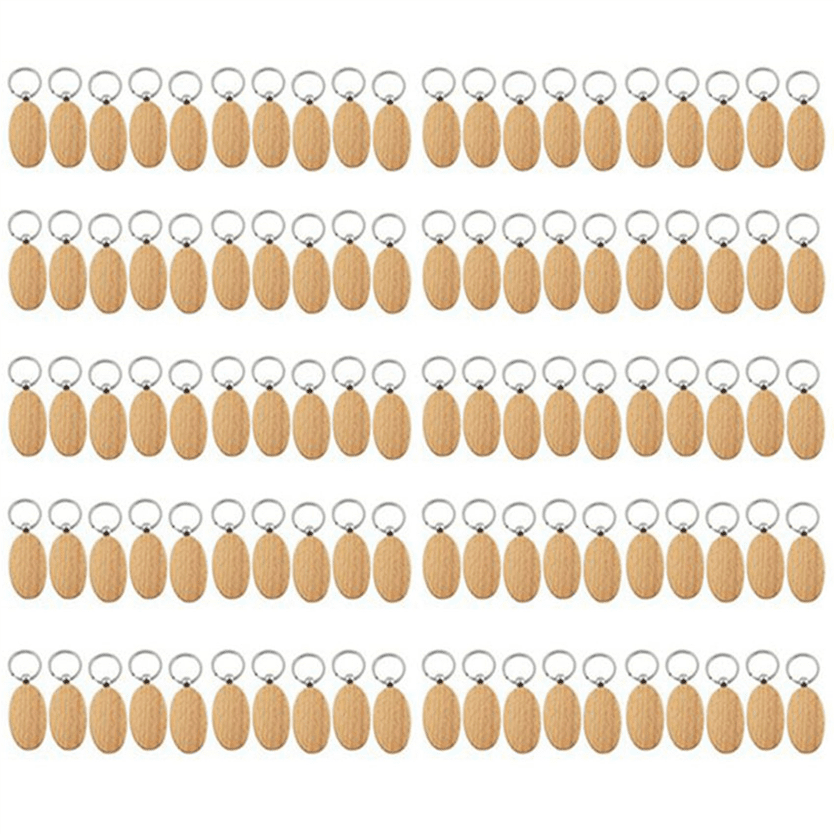 500Pcs Blank Oval Ellipse Wooden Key Chain DIY Promotion Keychain Pendant Keyring Tags Promotional Gifts