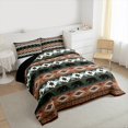 thumbnail image 3 of Feelyou Hippie Tribal Aztec Full Size Comforter Sets, Brown Teal Triangle Bedding Comforter Set, Woodland Bear Animal Reversible Bedding Sets, Breathable Home Decor, 3 Pieces, 3 of 8