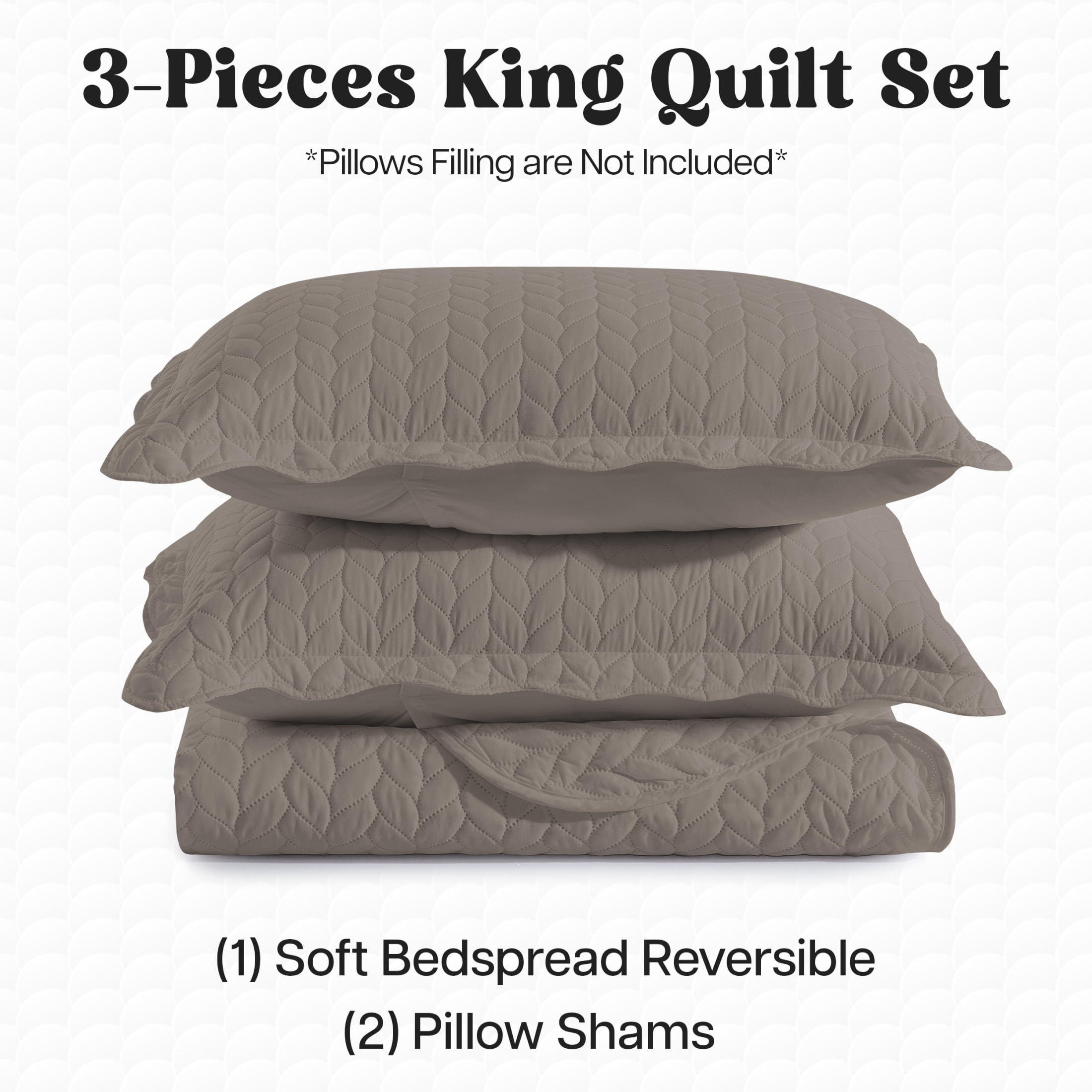 Moonlight20015 3 Piece Quilt Set Lightweight Ultrasoft Microfiber Bedding Beige Color Queen