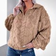 thumbnail image 2 of Lenpel Women's Fleece Sweatshirts Long Sleeve Quarter Zip Lapel Fuzzy Pullover Outwear Witer Warm Plush Sweaters, 2 of 5