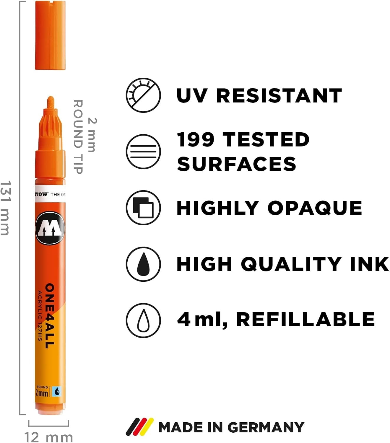 Molotow® ONE4ALL™ Acrylic Twin Complete Set, 74 Colors 1.5 mm