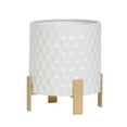 thumbnail image 2 of Honeycomb Metal Planter Pot With 4-Leg Gold Metal Base - White - 10"H x 9"W, 2 of 4