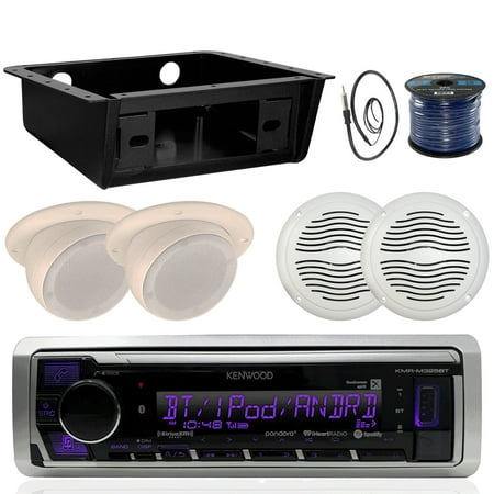 Kenwood KMR-M325BT MP3 Bluetooth Stereo Receiver Bundle Combo W/ Universal Underdash Kit + 2x 5