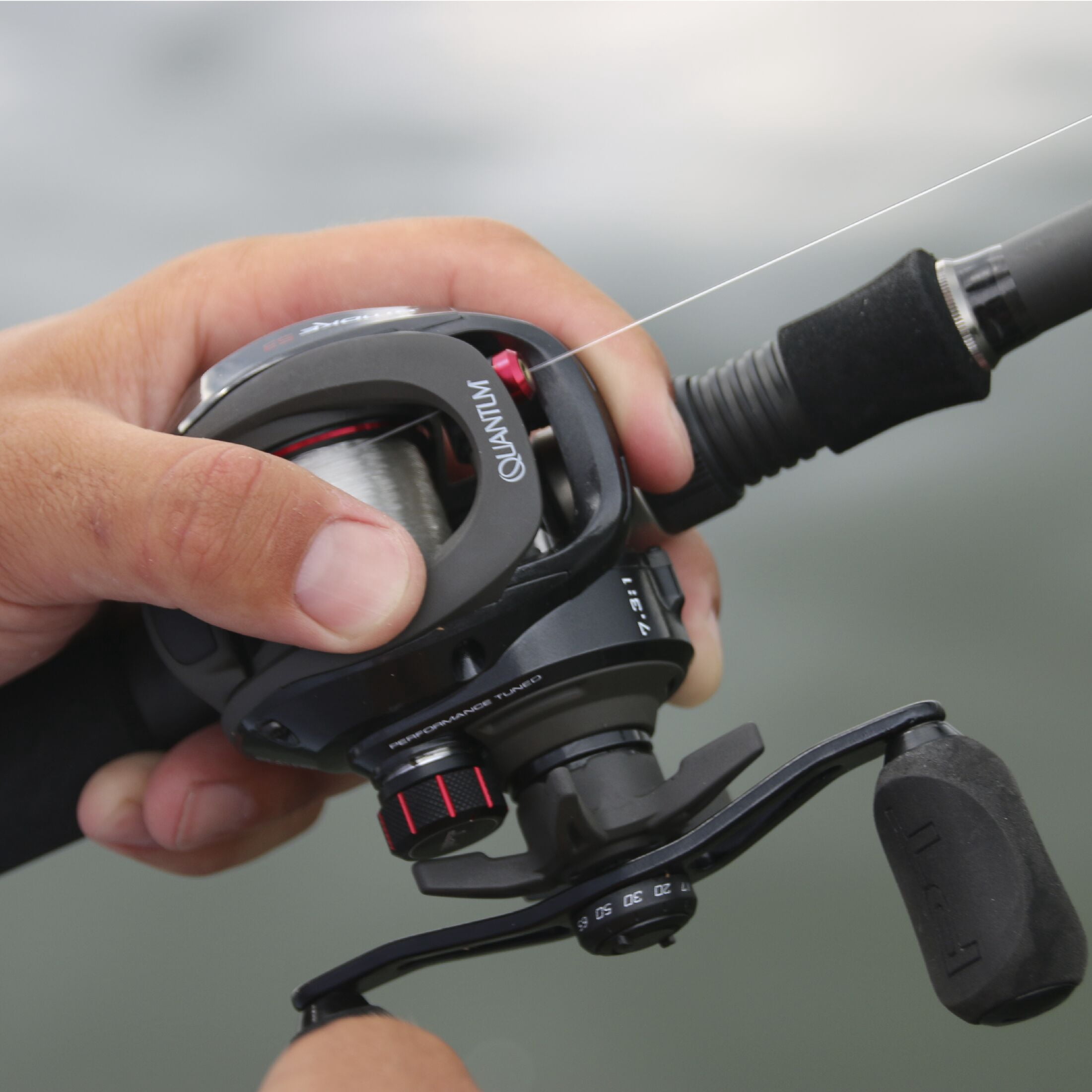 Quantum Smoke Baitcast Fishing Reel, Size 100 Reel, Left-Hand