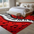thumbnail image 4 of Large Area Rugs for Living Room Bedroom, Piano Keyboards 5'x8' Rug Washable Carpet Runner Indoor Outdoor, Musical Notes Vintage Red Non Slip Floor Mats Rug for Kitchen, Bathroom, 4 of 8