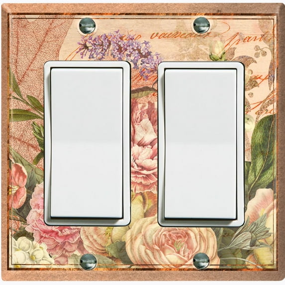 Metal Light Switch Plate Outlet Cover Beige Floral Leaf Letter Damask FLW057