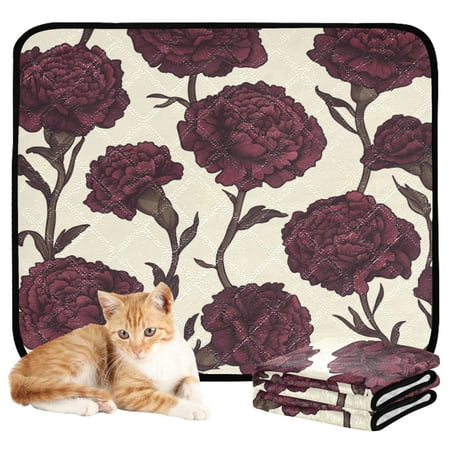 Washable Pet Pee Pads with Super Absorbent Reusable Training Pads for Dogs & Cats Red Carnations Pattern