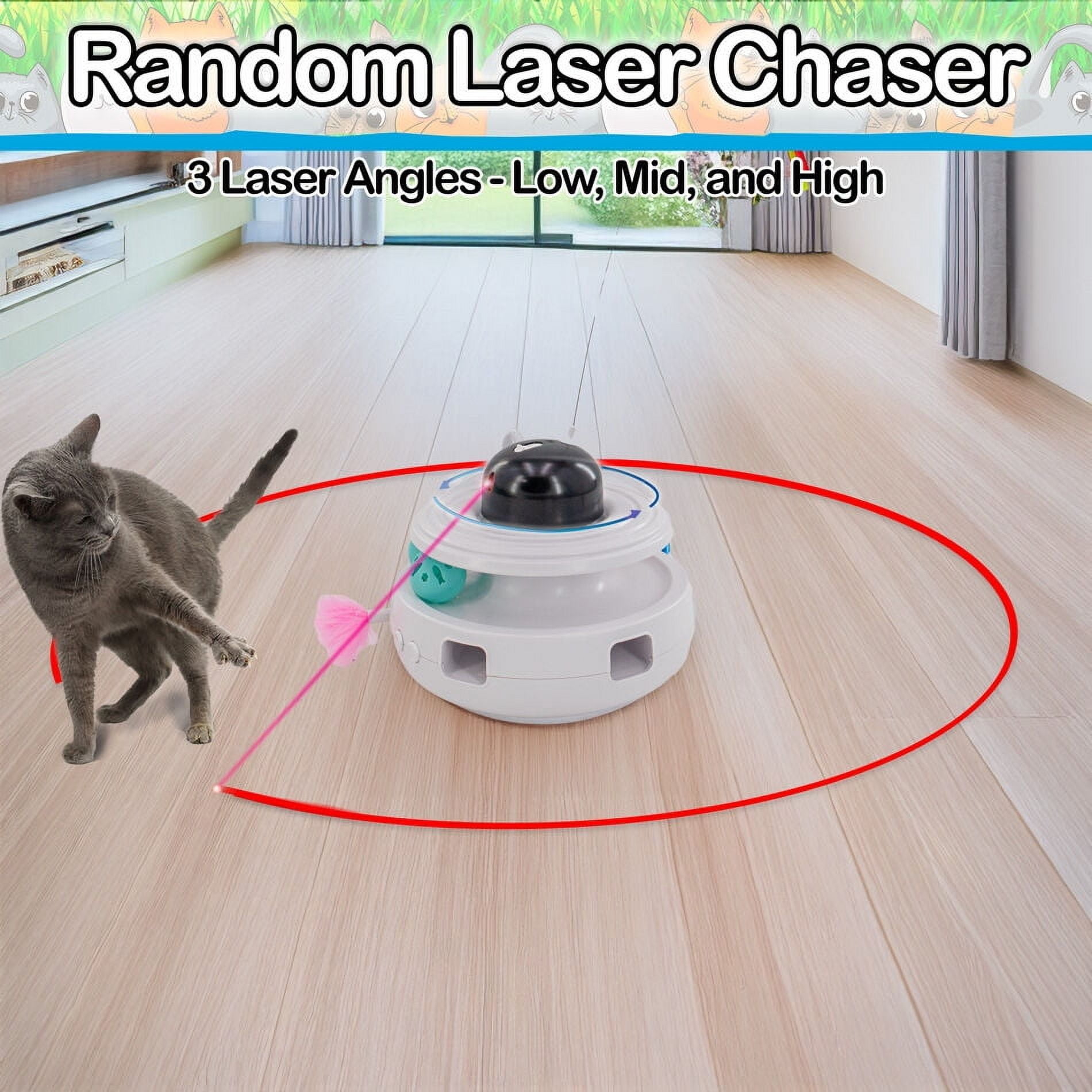 Interactive Cat Toy with Laser, Catnip Balls, Bird chirps & Feather Wand for Indoor Cats