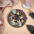 thumbnail image 4 of Soporte de exhibición de esfera de cristal de madera con pentagrama, soporte de cristal, artículos de bruja, altar wiccano, decoración redonda plana, suministros de brujería, bandeja pequeña para, 4 of 8