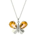 thumbnail image 2 of Galaxy Gold 14K Solid White Gold 14" Butterfly Necklace with 7.1 CT Natural Diamonds and Citrines, 14"-24" Sizes, November Birthstone, Symbol of Warmth, 2 of 7