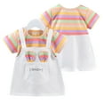 thumbnail image 4 of Esaierr Kids Baby Girls Summer Stripe Dresses Suspender Skirt Baby Girls Spring Fall Short Sleeve Dress Casual Little Girls Crewneck Pullover Dress Clothes for 1-5Years Old, 4 of 9