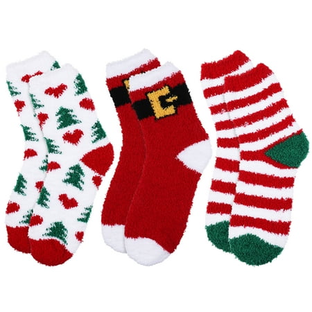 

SOIMISS 12Pairs Christmas Themed Socks Thickened Coral Fleece Socks Winter Warm Socks Elastic Women Girl Socks