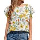 thumbnail image 2 of Moda mujer verano casual cuello redondo volantes manga corta impresión tops pullover blusa Pompotops hkajfhjk468042, 2 of 6