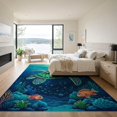 thumbnail image 3 of ODIKA Animals Turtle Nautical Ocean Coral Reef Border Motif Scattered for Master Suite, California King, Under Bed, Foldable Easy Care, 3 of 7