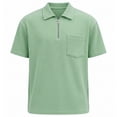 thumbnail image 4 of Aihuaihua White T-Shirts for Men Henley Short Sleeve Relaxed Fit 1/4 Zip up Collared Henley Tee Relaxed Fit Work Clothes for Men GN2 XL, 4 of 5