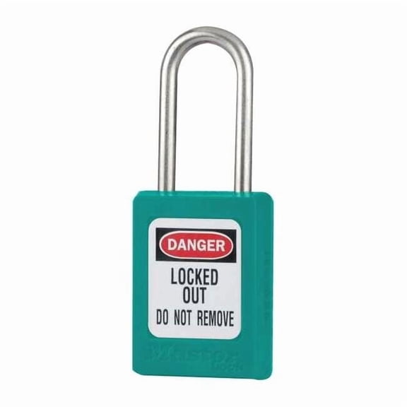 Lockout Padlock, Keyed Different, Thermoplastic, Teal, 1 1/2 in Shackle Height, 1 3/8 in Body Width
