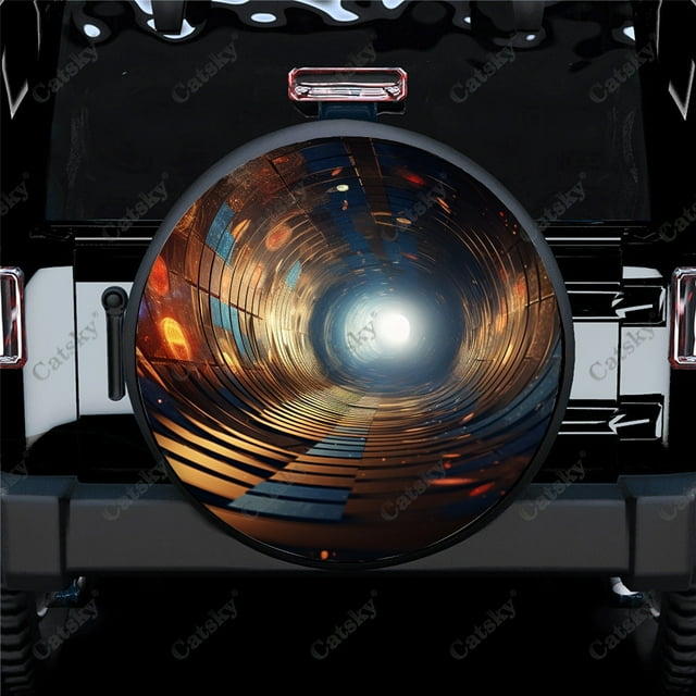 Wormhole Tunnel Science Fiction Pattern Polyester Universal Spare Wheel Tire Cover Wheel Covers for Trailer RV SUV Truck Camper