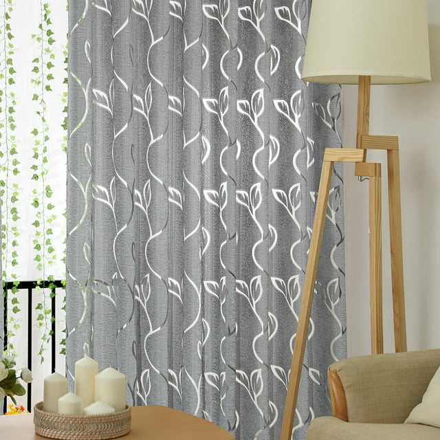 1 PCS Vines Leaves Tulle Door Window Curtain Drape Panel Sheer Scarf Valances