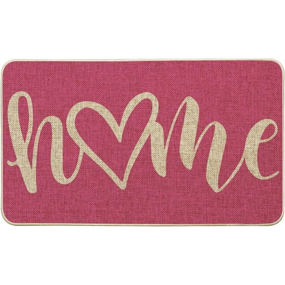 Doormat Pink Heart Home Doormat, Spring Summer Entryway Welcome Decor Switch Rug Door Mat Floor Mat 17x30 inch.