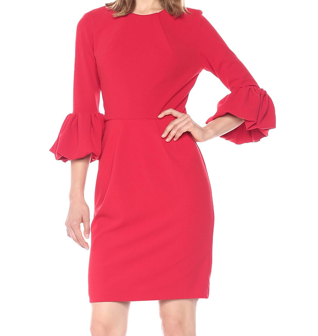 Betsy & Adam - Betsy Adam NEW Red Womens Size 10 Bell-Sleeve Pleated ...