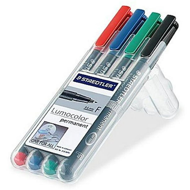 Staedtler 318 WP4 Lumocolor Fine Point Permanent Marker, Assorted 0.6 mm