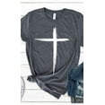 thumbnail image 4 of Distressed Cross White Ink Graphic Tee T-Shirt PLUS, 4 of 10