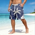 thumbnail image 3 of Mens Swim Trunks Men's New Loose Mesh Beach Printed Casual Drawstring Shorts Breathable Resort Print Crop Pants with Elastic Waist Summer Swim Trunks for Vacation Spring Dark Gray XL, 3 of 5