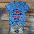 thumbnail image 2 of Women Short Sleeve Tops, Yigetop Women's independence Day Print T Shirt V Neck Top Graphic Tees for Women Blue M, 2 of 3