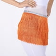 thumbnail image 2 of Belly Dancing Hip Scarf Sash Wrap Skirt with 3 Rows of Fringe Sequin Orange, 2 of 3