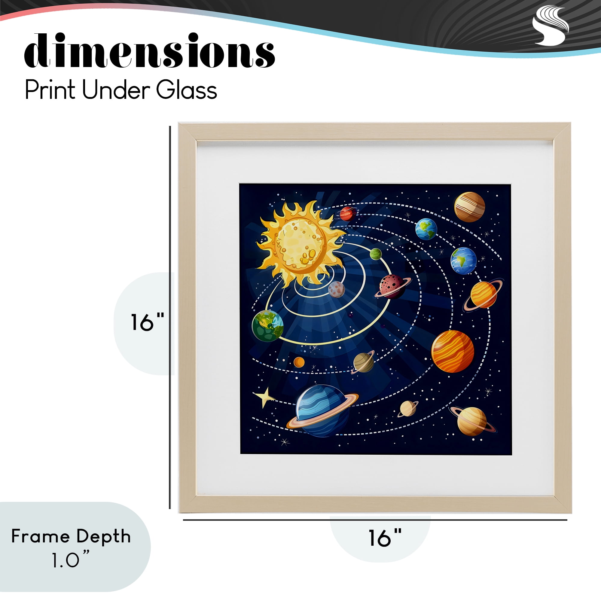 Stupell Industries Planets In Orbit Birch Framed Print Under Glass, design by Creative Studio