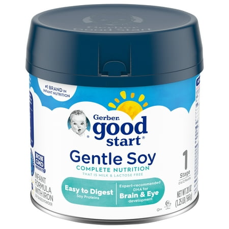 Gerber Good Start Gentle Soy Powder Infant Formula, 20 oz Canister (4 Pack)