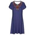 thumbnail image 4 of Viikei Summer Dresses for Women 2025,Women's Casual Loose Summer Printed Short Sleeved Dress Navy XL, 4 of 5