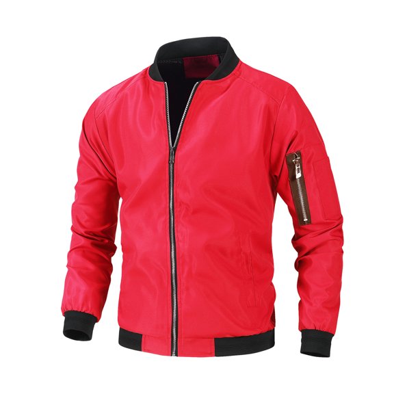 KIHOUT Men's Jacket Lightweight Bomber Jacket Zip Up Windbreaker Casual Spring Fall Stand Collar Jackets with Pockets, Size M-6XL