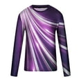 thumbnail image 3 of Stamzod Line Print 3D T-Shirt Men Long Sleeve Cotton T-shirt Clearance Vintage Graphic Tops Hip Hop Casual Tee O Neck Oversized Clothes Purple XL, 3 of 4