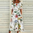 thumbnail image 2 of CHOK Robes d'Été pour Femmes à Boutons avec Poches Grande Taille Bohème Décontractée Longue Robe Maxi Imprimé Floral Manches Courtes Col en V Longueur sous le Genou Évasée Ligne A Maison Ample Robes Soleil, 2 of 7