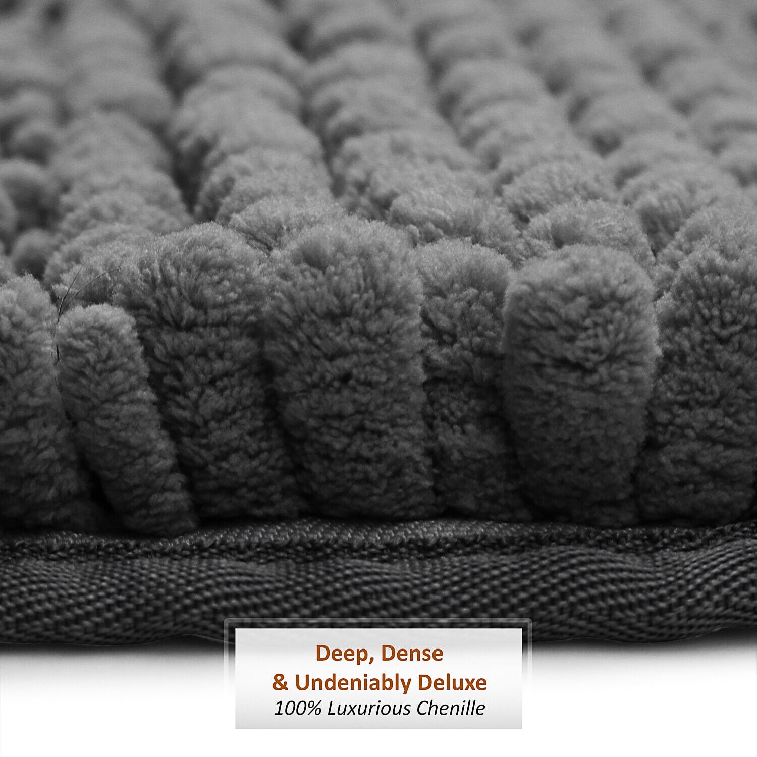 3 Pieces Bathroom Rugs Set Ultra Soft Non Slip and Absorbent Chenille Bath Rug, Gray Plush Bath Mats for Tub, Shower, Bathroom
