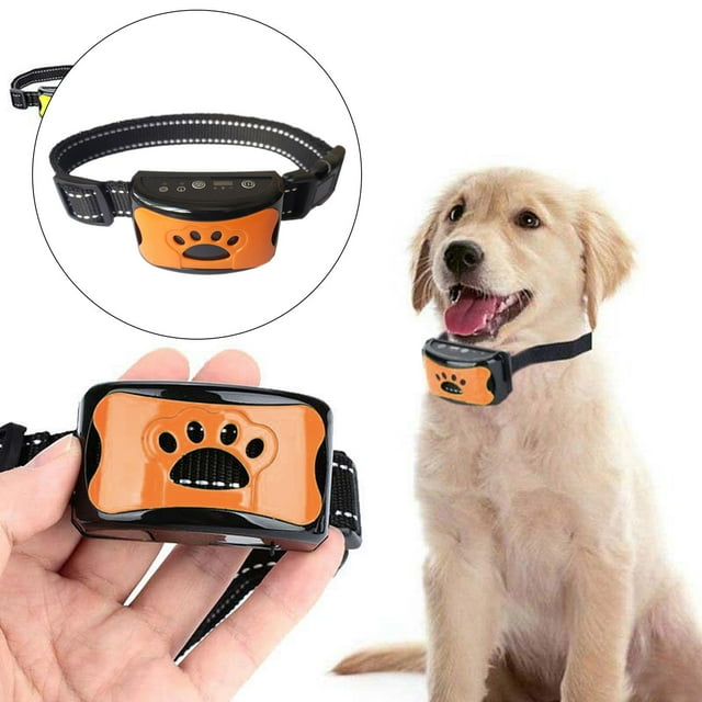 Collar de ladridos para perros perfecl ultrasónico impermeable Ajuste de sensibilidad naranja
