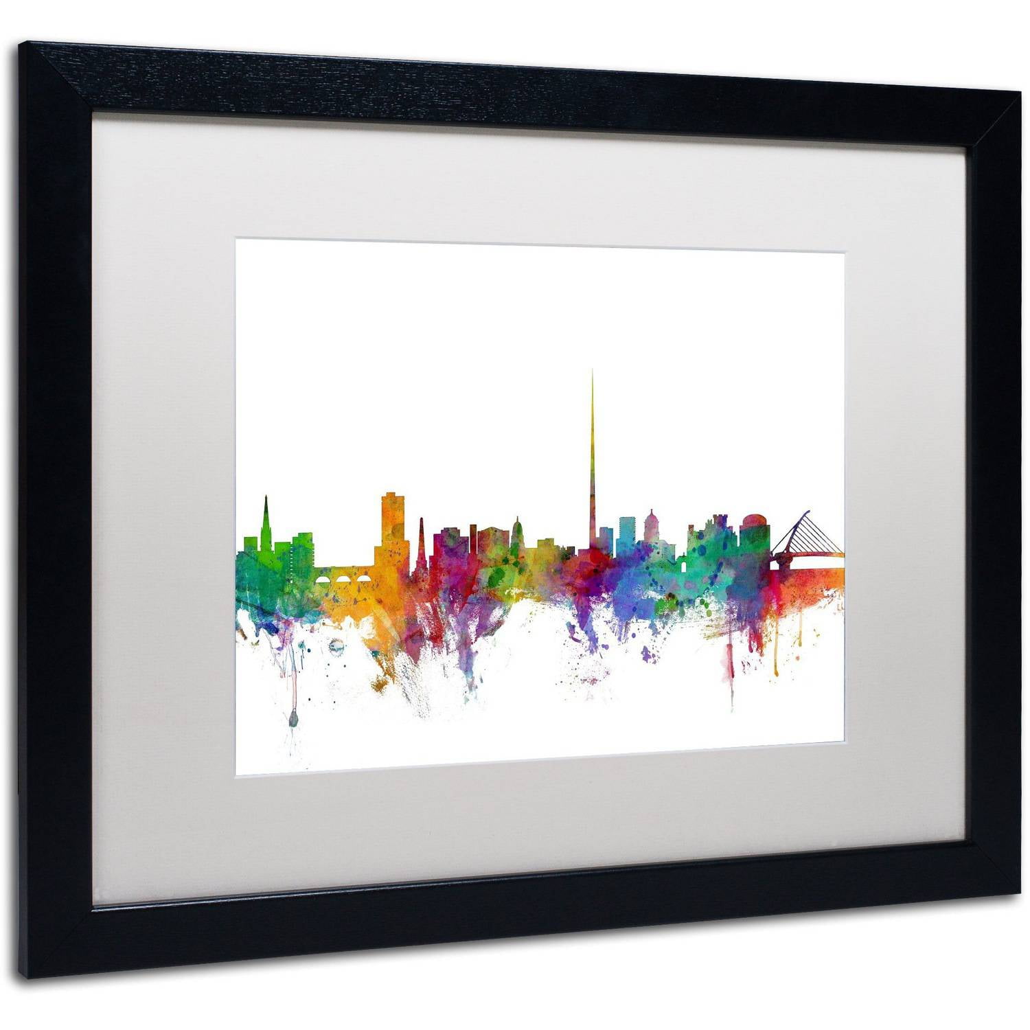 Trademark Fine Art 'Dublin Ireland Skyline' Canvas Art by Michael Tompsett, White Matte, Black Frame