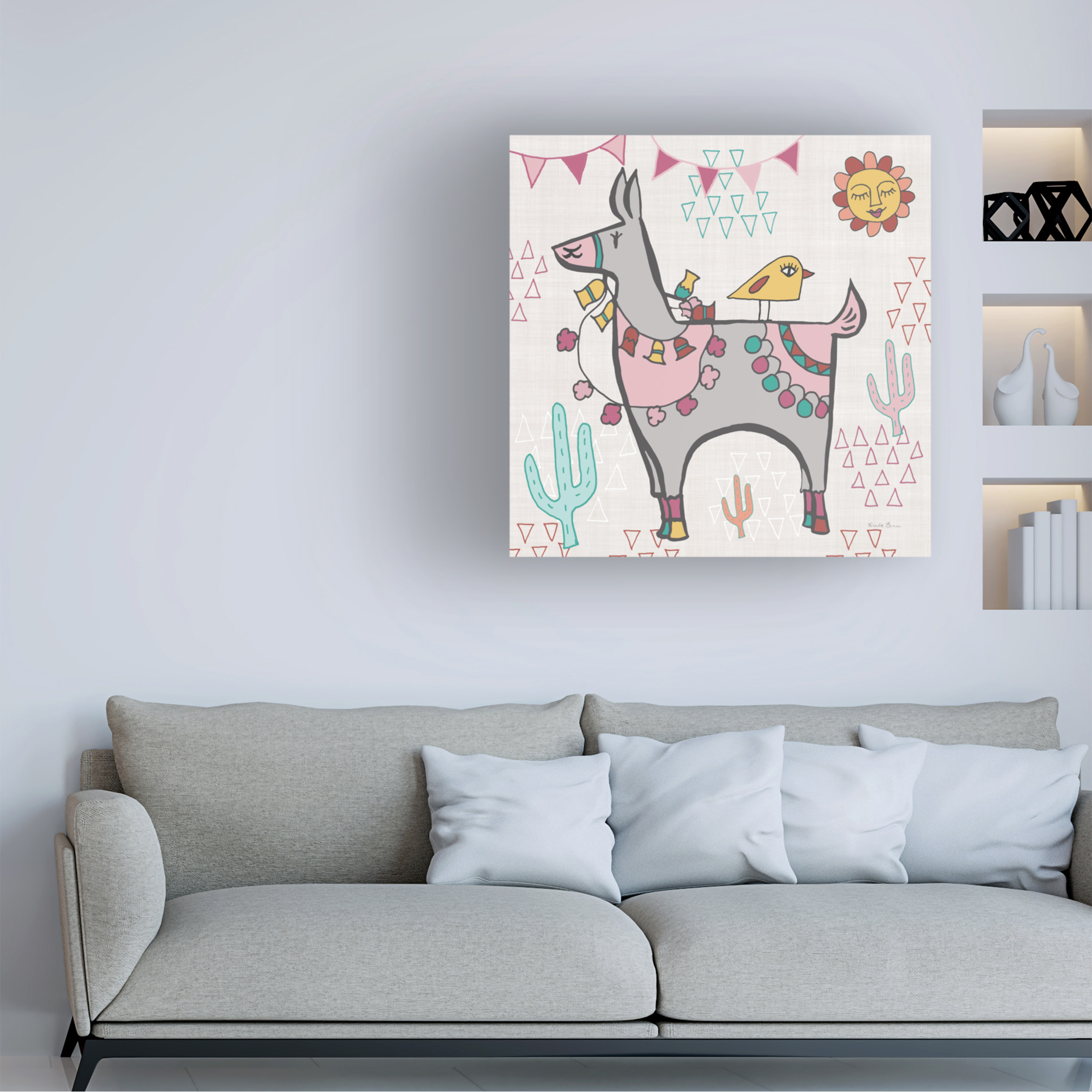 Trademark Fine Art 'Playful Llamas II' Canvas Art by Farida Zaman