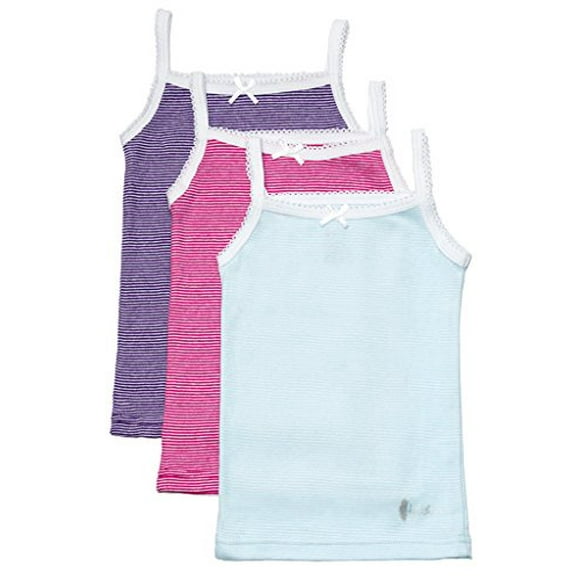 s Girls Multi Stripe Tagless Cami Super Soft Undershirts 3 Pack