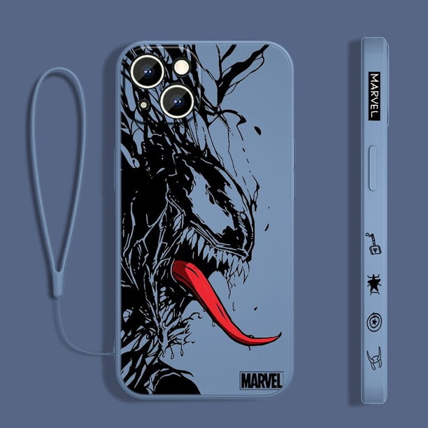 Funda de teléfono Marvel Venom para Apple iPhone 14 13 12 mini 11 Pro Max 8 7 Plus Funda de cuerda líquida para la parte trasera Fivean unisex