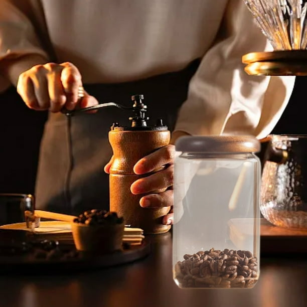 Frasco de Vidrio Sellado de Grado Alimenticio Llj241023003 | Contenedor Hermético para Granos de Café | Frasco de Vidrio Transparente Apilable para Granos, Especias y Frutos Secos | Organizador de Co