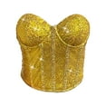 thumbnail image 4 of MESSUEN Corset Tops Sequin Tank Top V-neck Chemise Sequin Tank for Sparkly Vest Strap Party Club Shirt for Party Womens Blouses Dressy Sleeveless Tshirts for Women Yellow L, 4 of 9