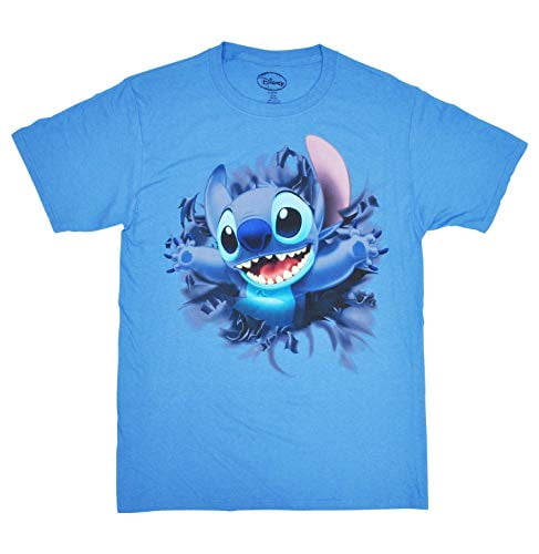 Disney Stitch Front \u0026 Back Print Men's T-Shirt, Blue L / Blue