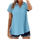 thumbnail image 1 of Camisetas de Manga Corta Extra Larga para las Mujeres Blusa con Cuello en V Azul Claro, 1 of 8