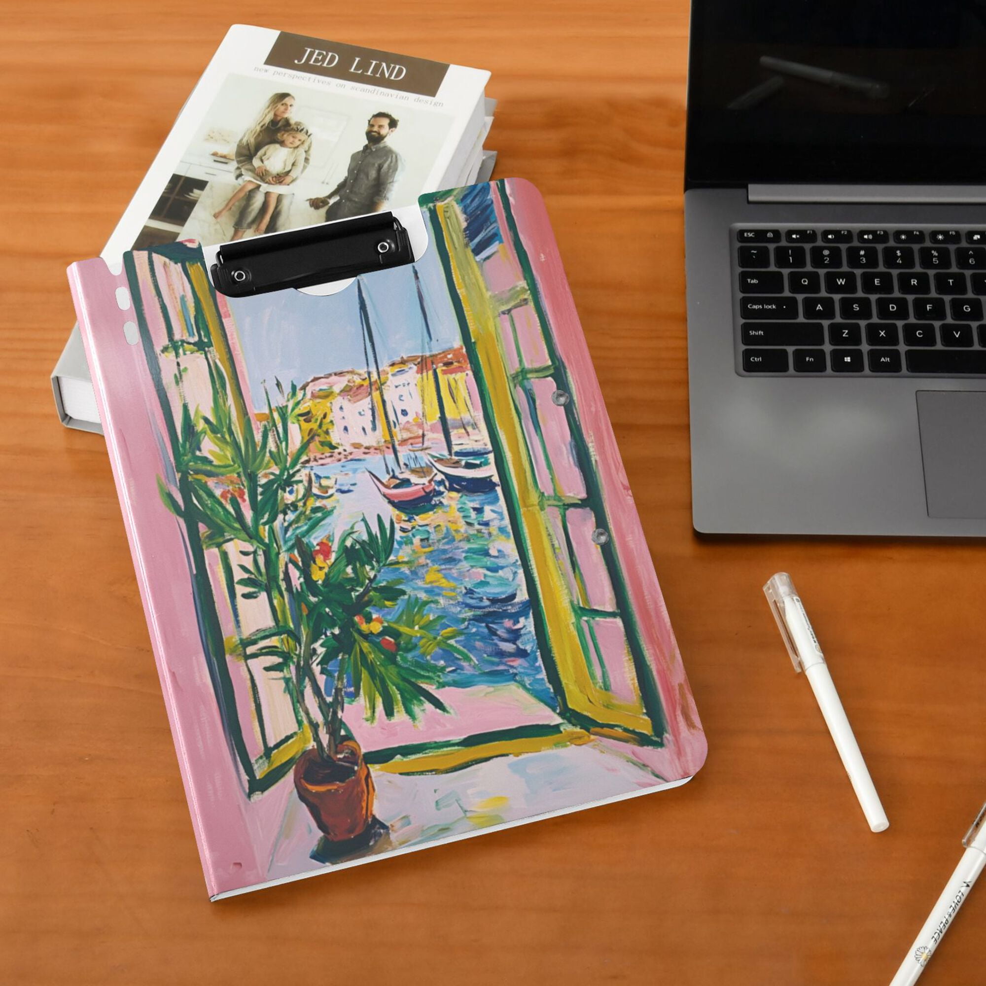 FORMRS A4 Clipboard Folder with Pen Holder Horizontal Foldable School Office Binder, Yellow Window