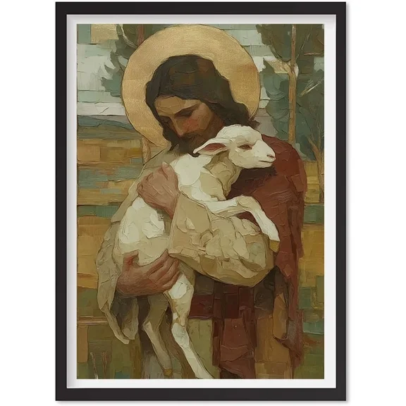 Leaves The 99 Jesus Art Print: Catholic Oil Painting, Matte Canvas Stretched, Posters for Room Bedroom Living Room Bathroom Wall Decor, Posters & Art Prints, Gift.