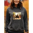 thumbnail image 2 of Stylish Black Cat Hoodie Colorful Oil Painting Graphic Pullover Sweatshirt for Men and Women Unisex Cat Lover Gift, 2 of 5