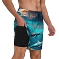 thumbnail image 2 of Rateoe Hawaiian Ship Dolphin Pattern Men’s Swim Shorts with Compression Liner – Double-Layered Quick-Dry Swimwear, Comfortable & Stretchy Beach Shorts-Medium, 2 of 6